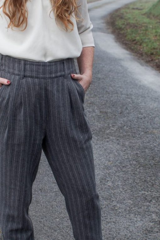 pantalon oscar gris à rayures