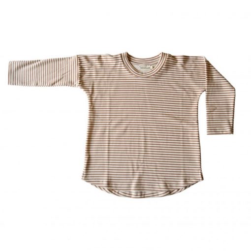 t-shirt unisexe enfant en coton bio rayures cannelle