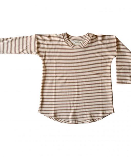 t-shirt unisexe enfant en coton bio rayures cannelle