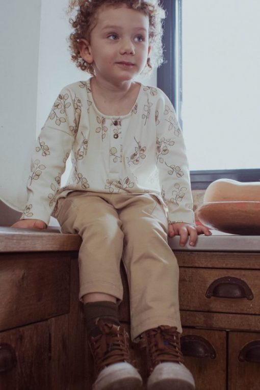 pantalon enfant molleton beige