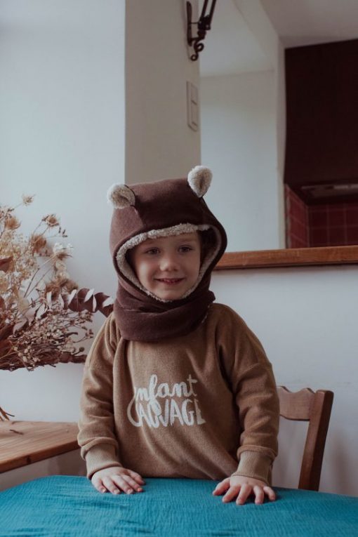cagoule à oreilles marron