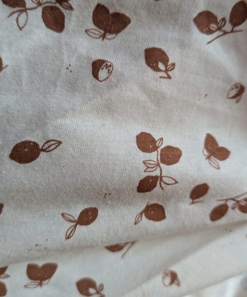 Jersey motif citrons cannelle sur écru